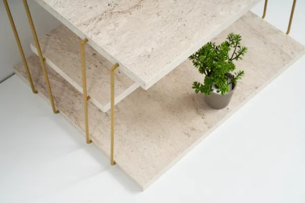 Príručný stolík / Odkladací stolík Lifon - Gold, Travertine
