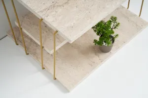 Príručný stolík / Odkladací stolík Lifon - Gold, Travertine