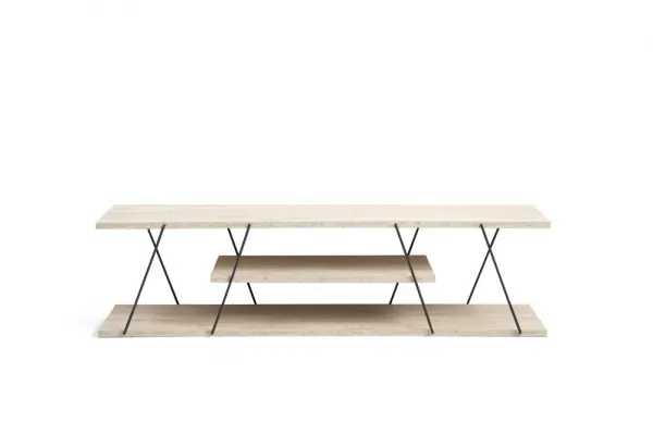 TV stolík Canaz - Black, Travertine