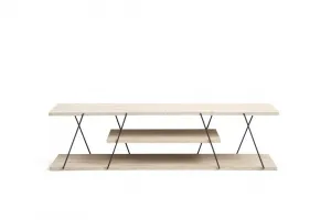 TV stolík Canaz - Black, Travertine