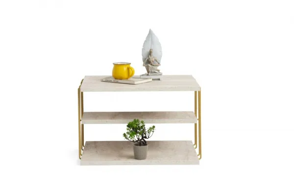 Príručný stolík / Odkladací stolík Lifon - Gold, Travertine