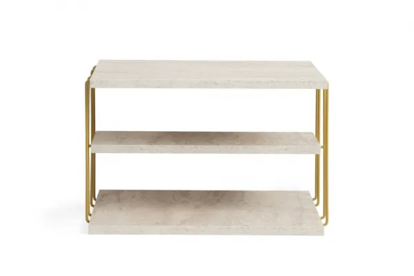 Príručný stolík / Odkladací stolík Lifon - Gold, Travertine