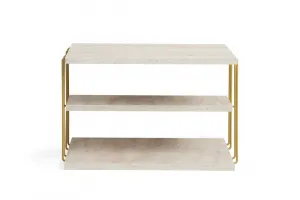 Príručný stolík / Odkladací stolík Lifon - Gold, Travertine