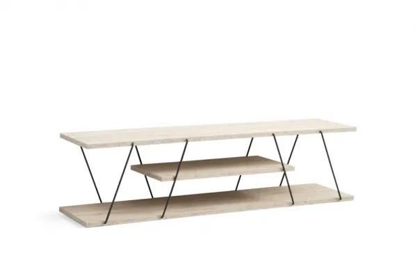TV stolík Canaz - Black, Travertine