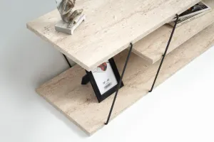 TV stolík Canaz - Black, Travertine