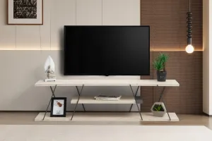 TV stolík Canaz - Black, Travertine