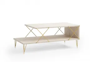 Konferenčný stolík Loire - Gold, Travertine
