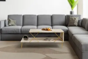 Konferenčný stolík Loire - Gold, Travertine
