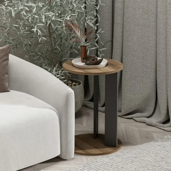 Príručný stolík / Odkladací stolík Ema - Walnut, Anthracite