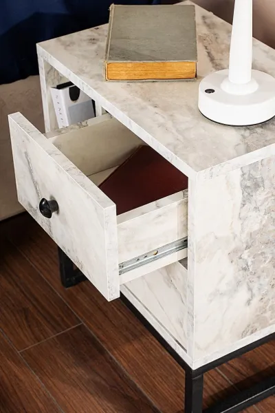 Nočný stolík Glimmer - Fressia Marble, Black