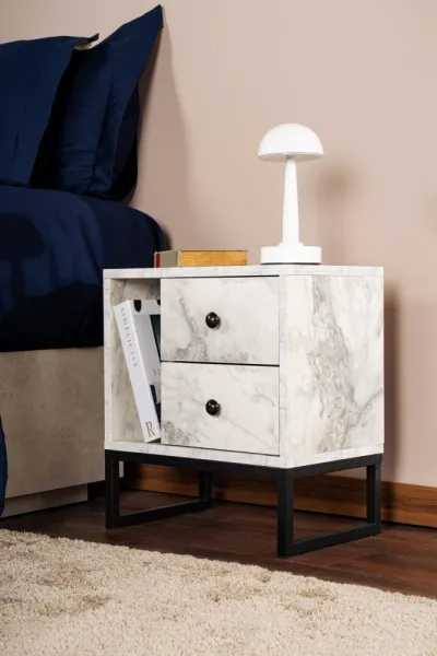 Nočný stolík Glimmer - Fressia Marble, Black