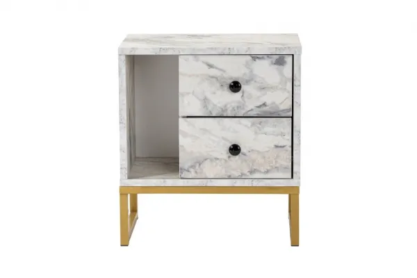 Nočný stolík Glimmer - Fressia Marble, Gold