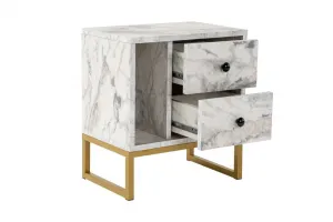 Nočný stolík Glimmer - Fressia Marble, Gold