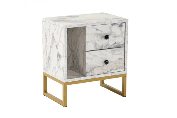 Nočný stolík Glimmer - Fressia Marble, Gold