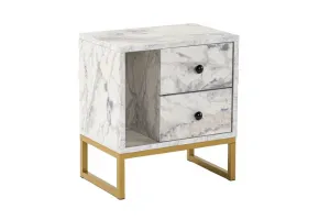 Nočný stolík Glimmer - Fressia Marble, Gold