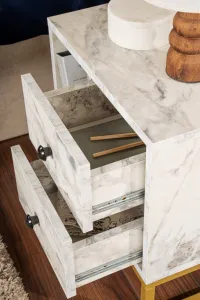 Nočný stolík Glimmer - Fressia Marble, Gold