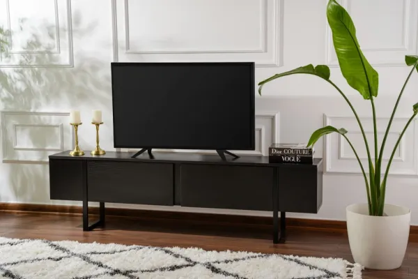 TV stolík Serenity - Wood Black, Black