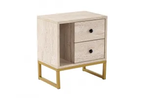 Nočný stolík Glimmer - Travertine, Gold