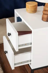 Nočný stolík Glimmer - White, Black