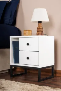 Nočný stolík Glimmer - White, Black
