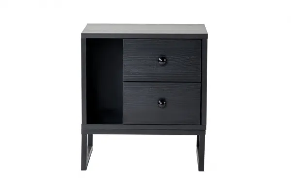 Nočný stolík Glimmer - Wood Black, Black