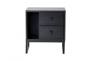 Nočný stolík Glimmer - Wood Black, Black
