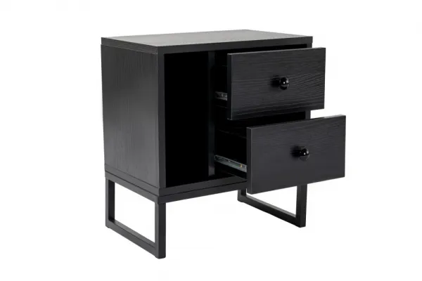 Nočný stolík Glimmer - Wood Black, Black