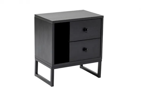 Nočný stolík Glimmer - Wood Black, Black