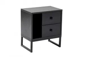 Nočný stolík Glimmer - Wood Black, Black