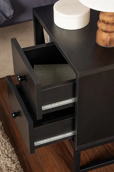 Nočný stolík Glimmer - Wood Black, Black
