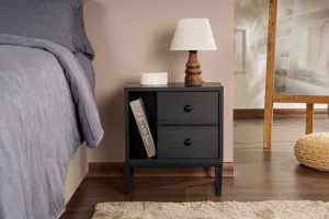 Nočný stolík Glimmer - Wood Black, Black