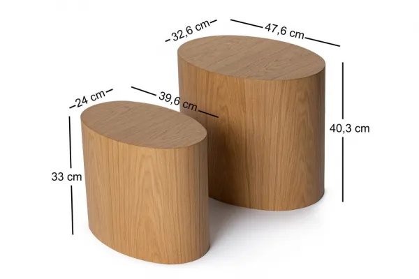 Súprava príručných stolíkov Elipse Set - Oak