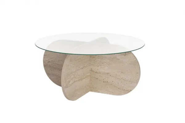 Konferenčný stolík Aeris - Travertine, Transparent