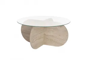 Konferenčný stolík Aeris - Travertine, Transparent