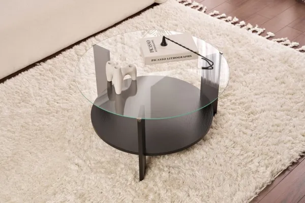 Konferenčný stolík Clara - Wood Black, Transparent