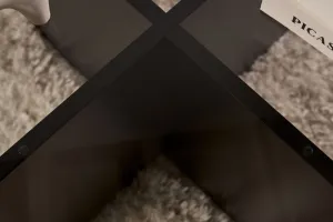 Konferenčný stolík Aeris - Wood Black, Transparent