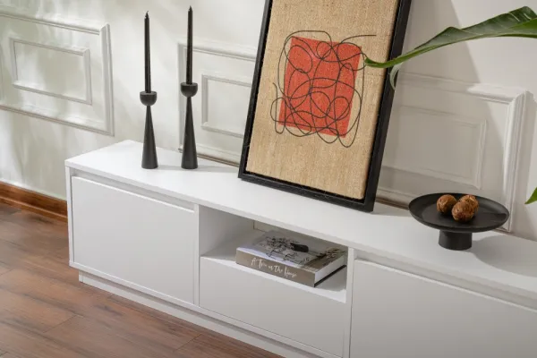 Televízny stolík Vanguard Natural White