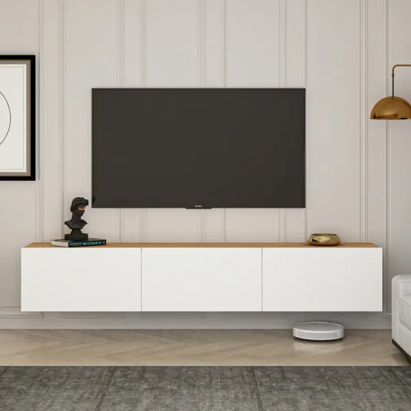 TV stolík West - White, Atlantic Pine
