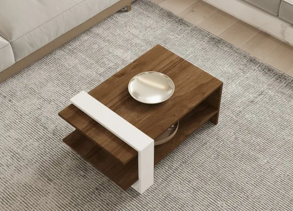 Konferenčný stolík Gaye - Walnut, White