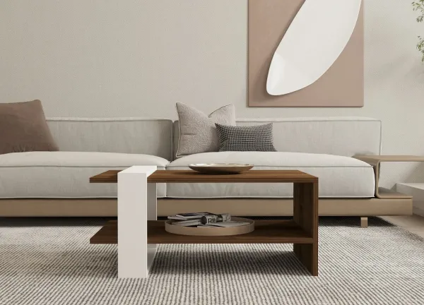 Konferenčný stolík Gaye - Walnut, White