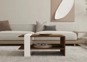 Konferenčný stolík Gaye - Walnut, White