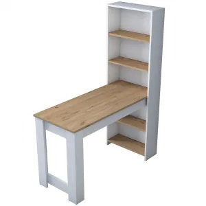 Kalune Design Psací stůl s regálem Jennifer 120 cm bílý/ořech