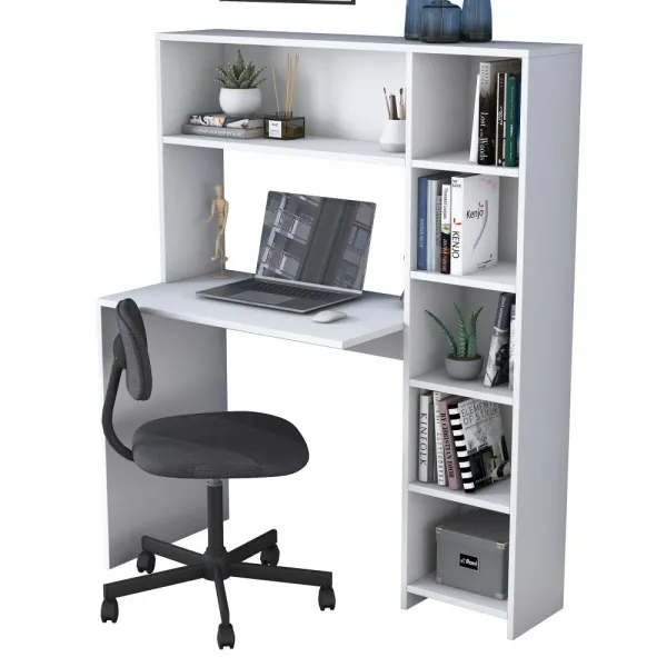 Kalune Design Psací stůl s regálem Hapos 113 cm bílý