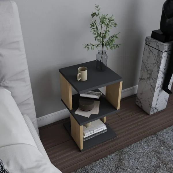 Nočný stolík Carter - Anthracite, Oak