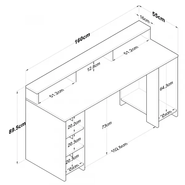 Kalune Design Psací stůl Kalipo 160 cm ořech/antracit