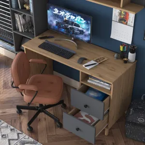 Kalune Design Moderní sada Darah s psacím stolem, knihovnou a policí ořech/antracit