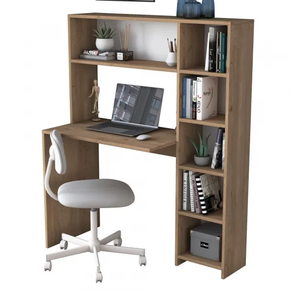 Kalune Design Psací stůl s regálem Hapos 113 cm dub přírodní
