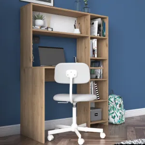Kalune Design Psací stůl s regálem Hapos 113 cm dub přírodní