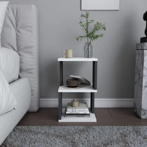 Nočný stolík Carter - White, Anthracite