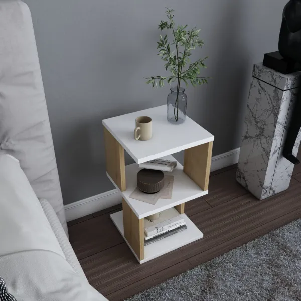 Nočný stolík Carter - White, Oak